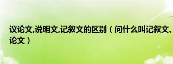 议论文,说明文,记叙文的区别（问什么叫记叙文、说明文议论文）