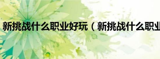 新挑战什么职业好玩（新挑战什么职业厉害）