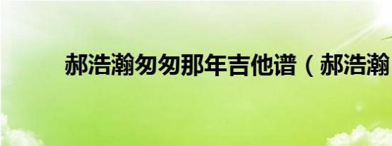 郝浩瀚匆匆那年吉他谱（郝浩瀚）