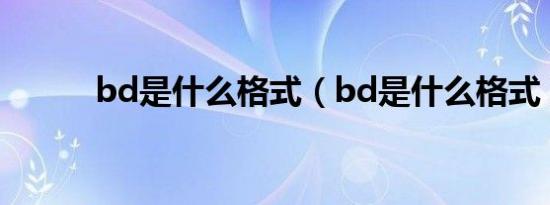 bd是什么格式（bd是什么格式）