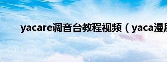 yacare调音台教程视频（yaca漫展）